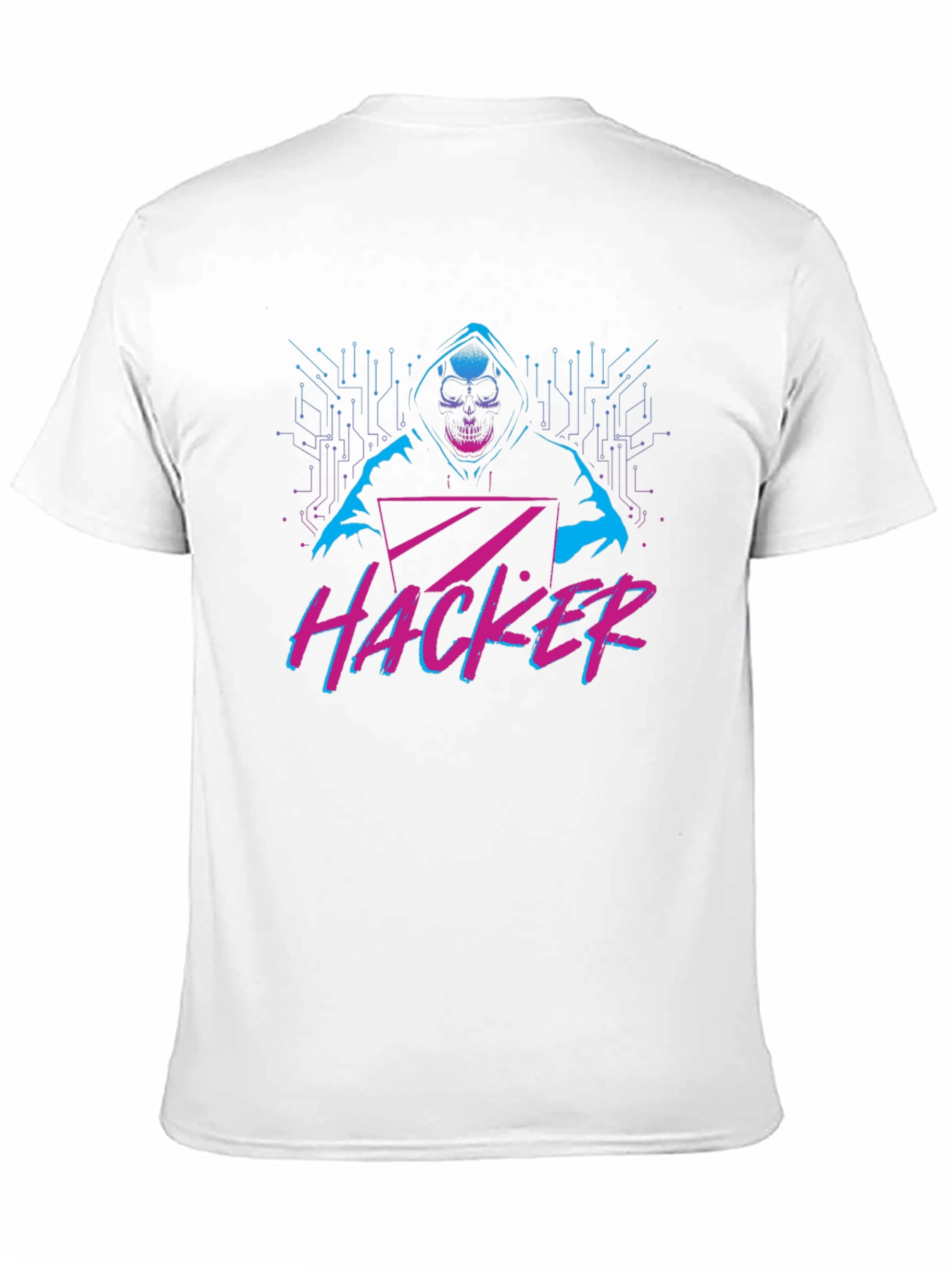 Hacker Graphic T-Shirt - Skull & Laptop Design