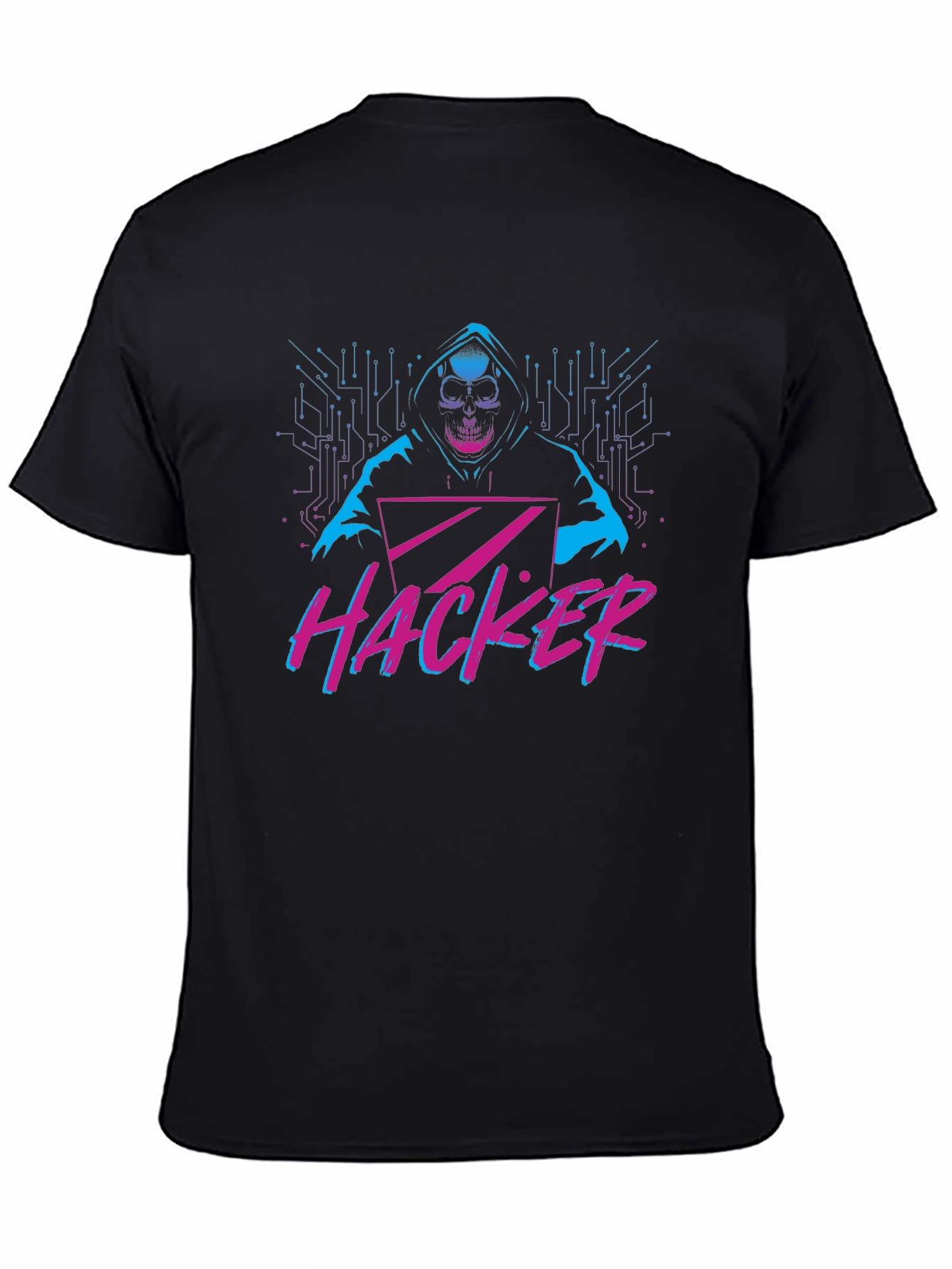 Hacker Graphic T-Shirt - Skull & Laptop Design