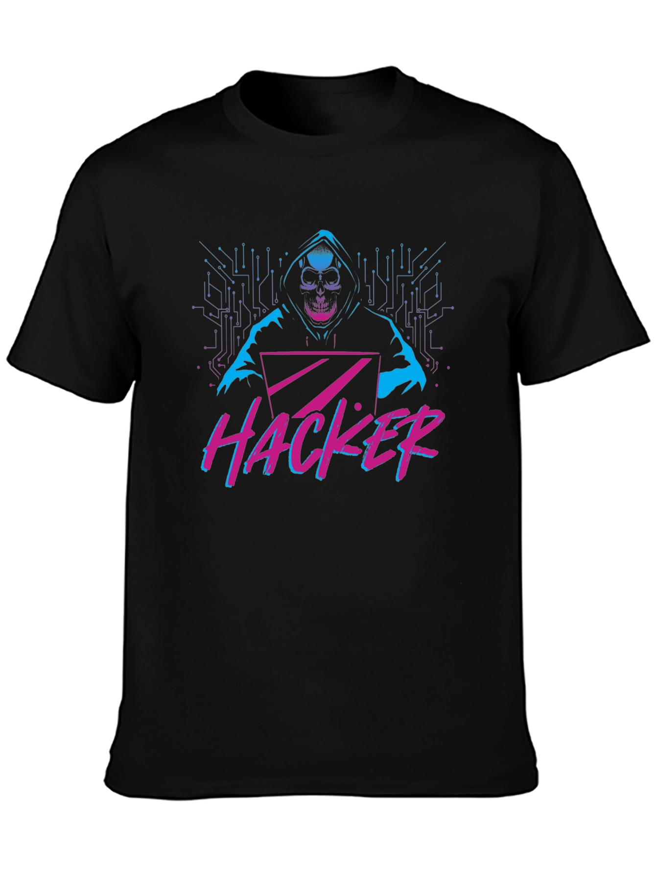 Hacker Graphic T-Shirt - Skull & Laptop Design