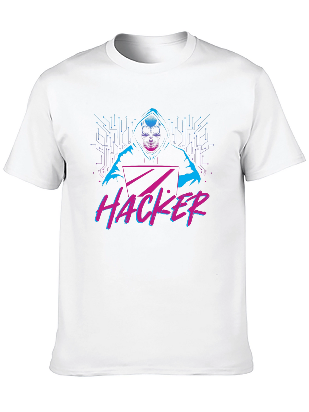 Hacker Graphic T-Shirt - Skull & Laptop Design