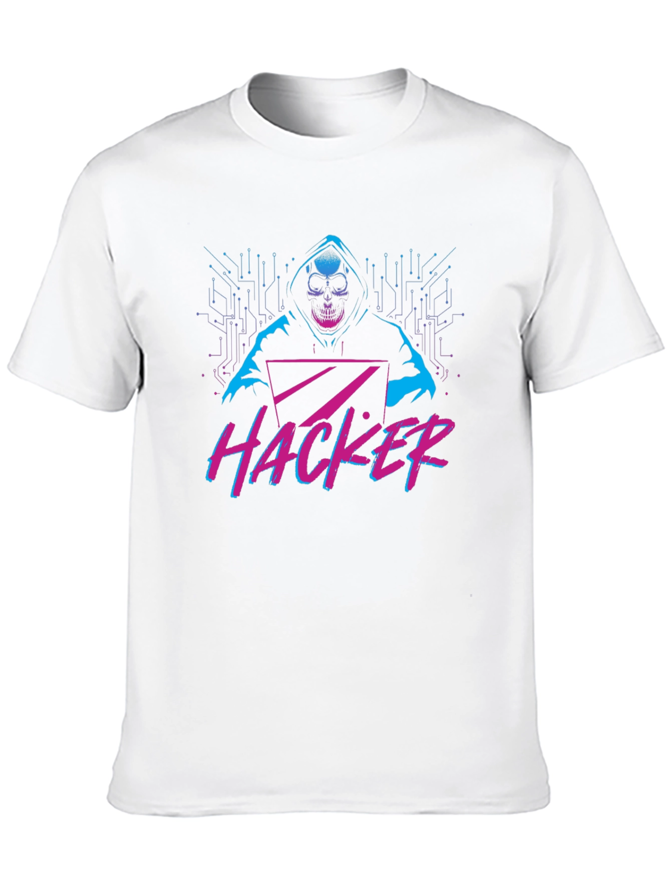 Hacker Graphic T-Shirt - Skull & Laptop Design