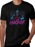 Hacker Graphic T-Shirt - Skull & Laptop Design