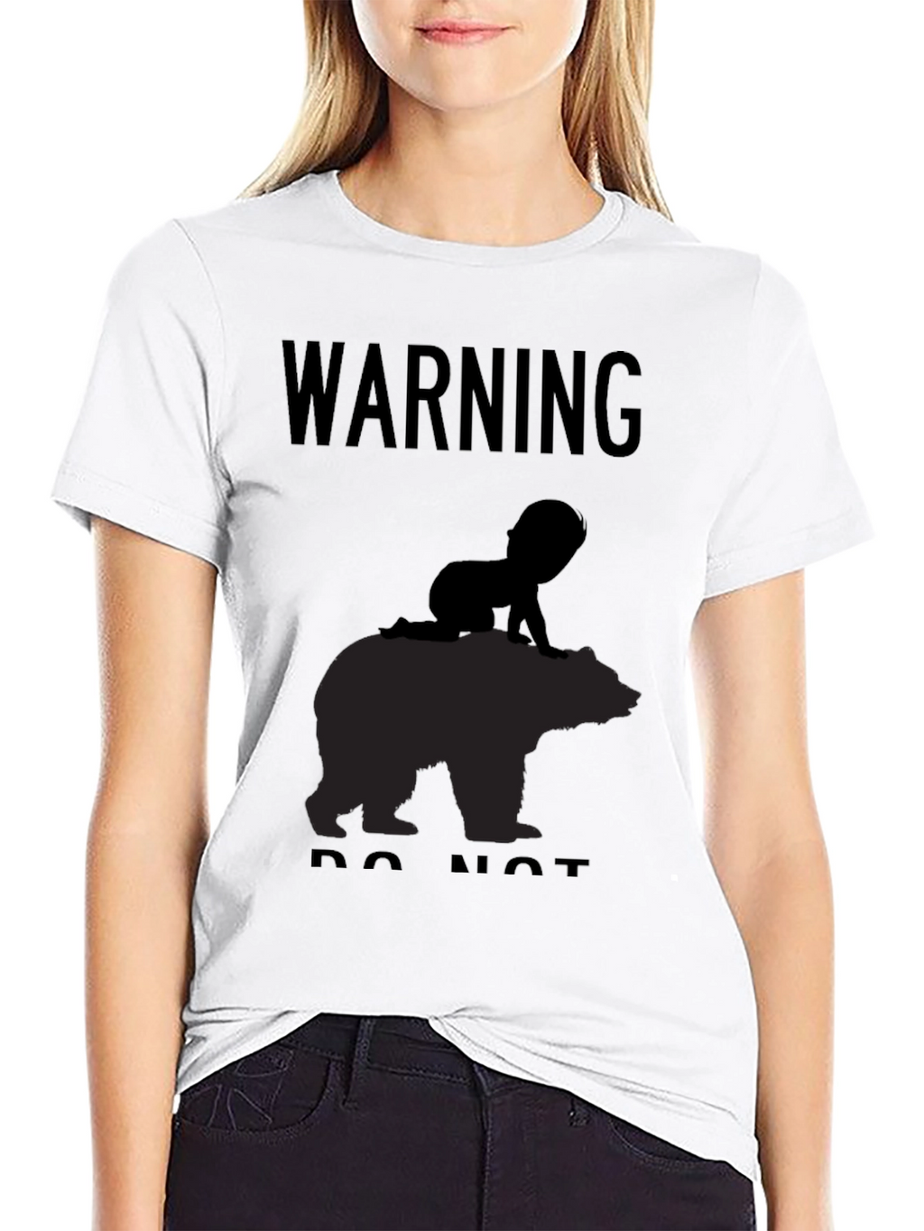 Warning Baby on Bear T-Shirt - Funny Novelty Tee