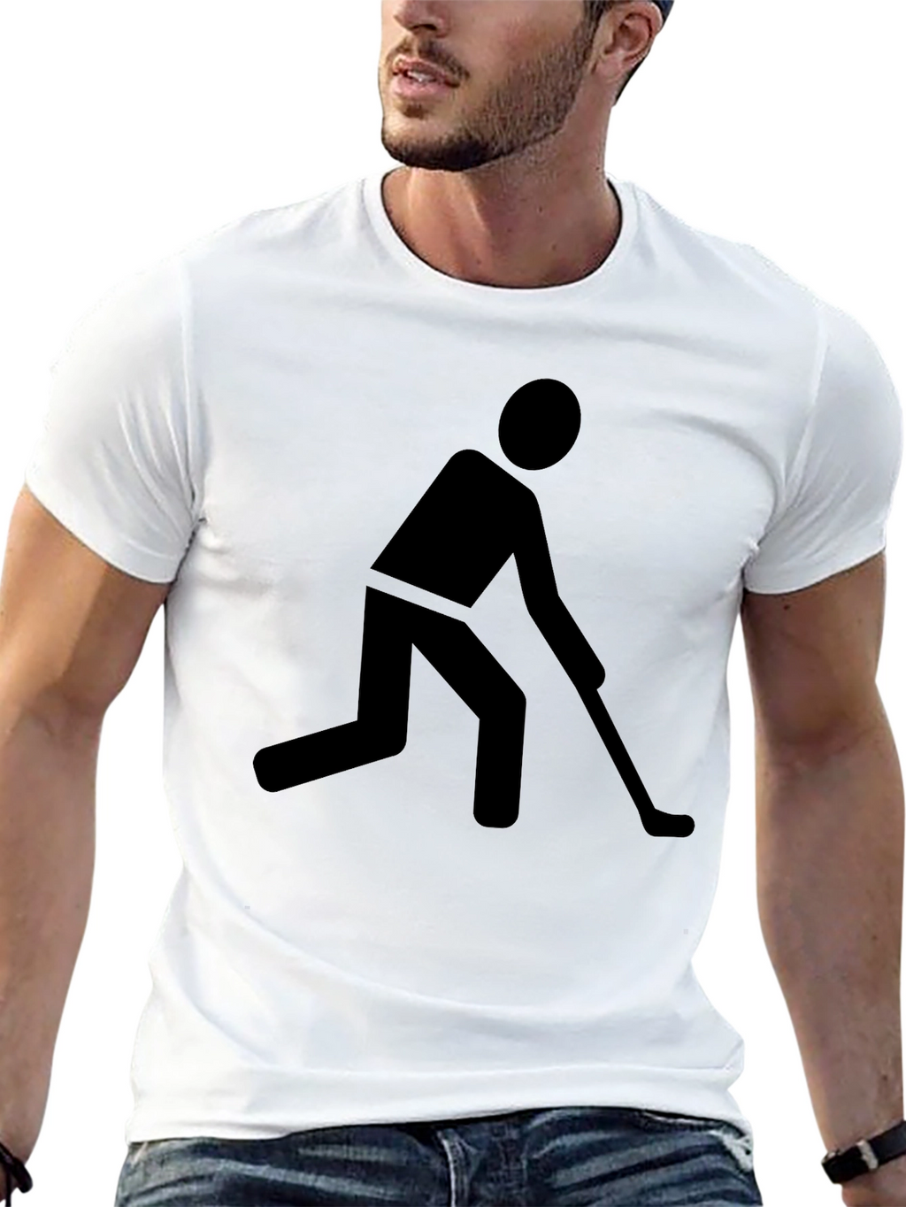 Hockey Player Graphic Black T-Shirt