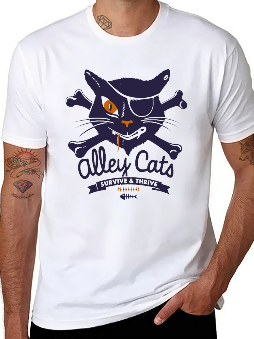Alley Cats Survive & Thrive T-Shirt - Pirate Cat