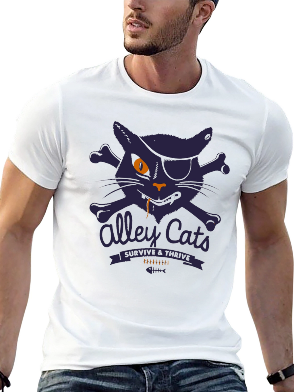 Alley Cats Survive & Thrive T-Shirt - Pirate Cat