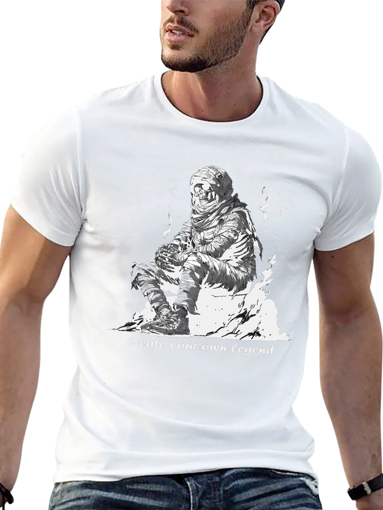 Skull Mummy Graphic Tee - Create Your Legend