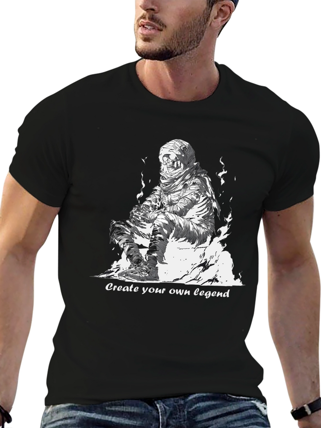 Skull Mummy Graphic Tee - Create Your Legend