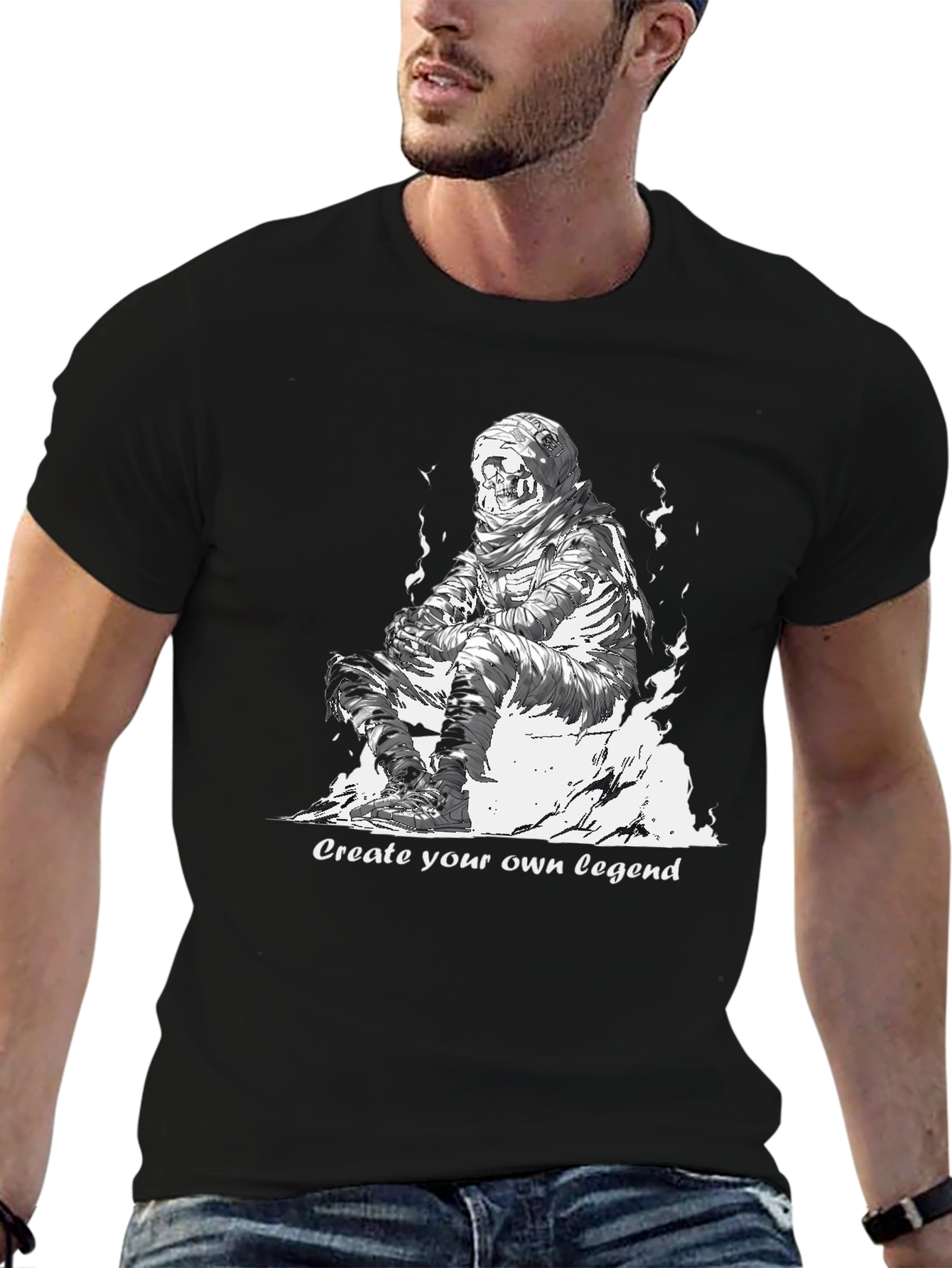 Skull Mummy Graphic Tee - Create Your Legend