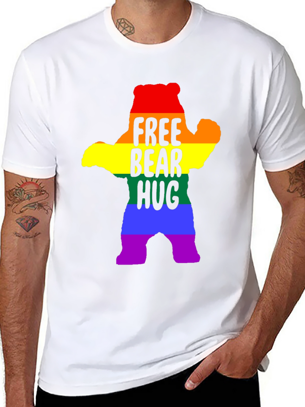 Free Bear Hug LGBTQ Pride T-Shirt