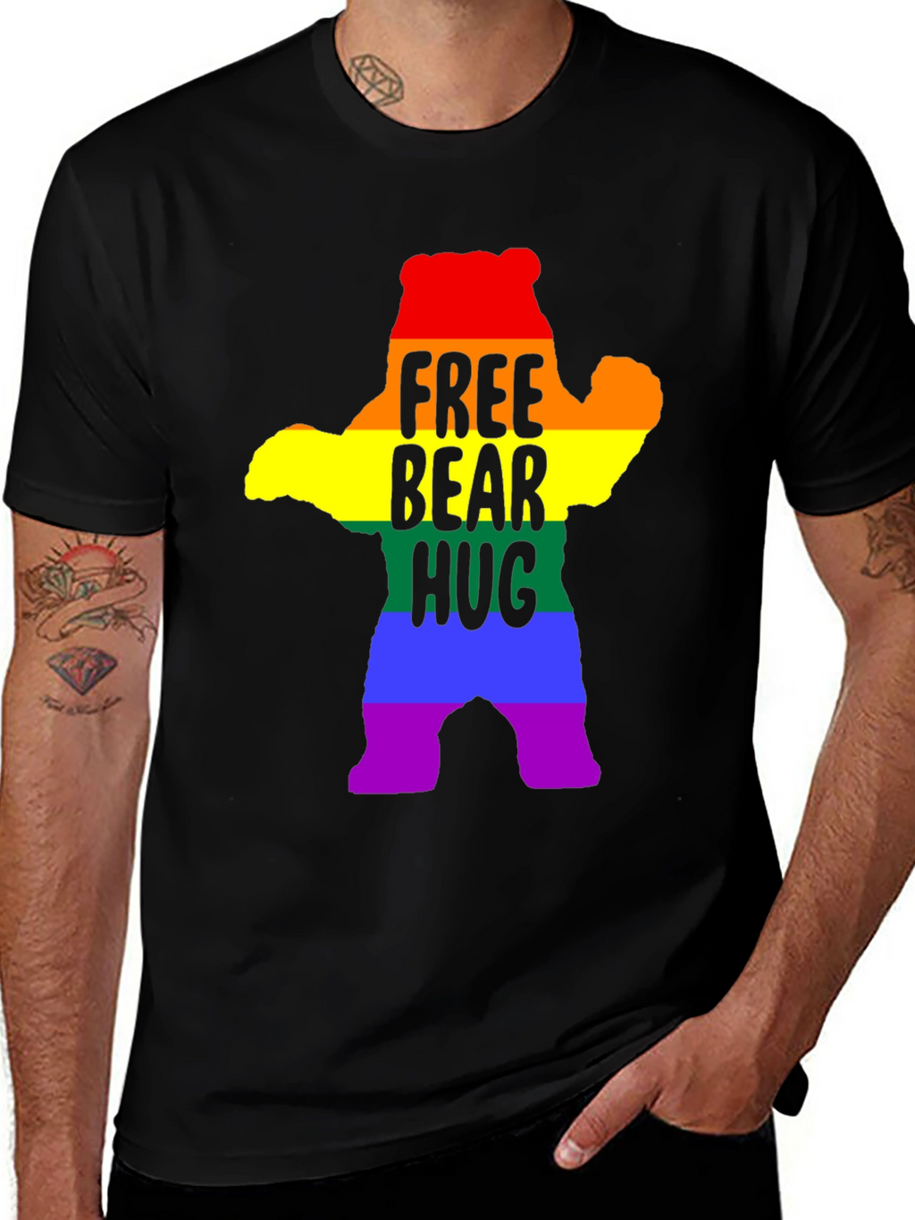 Free Bear Hug LGBTQ Pride T-Shirt