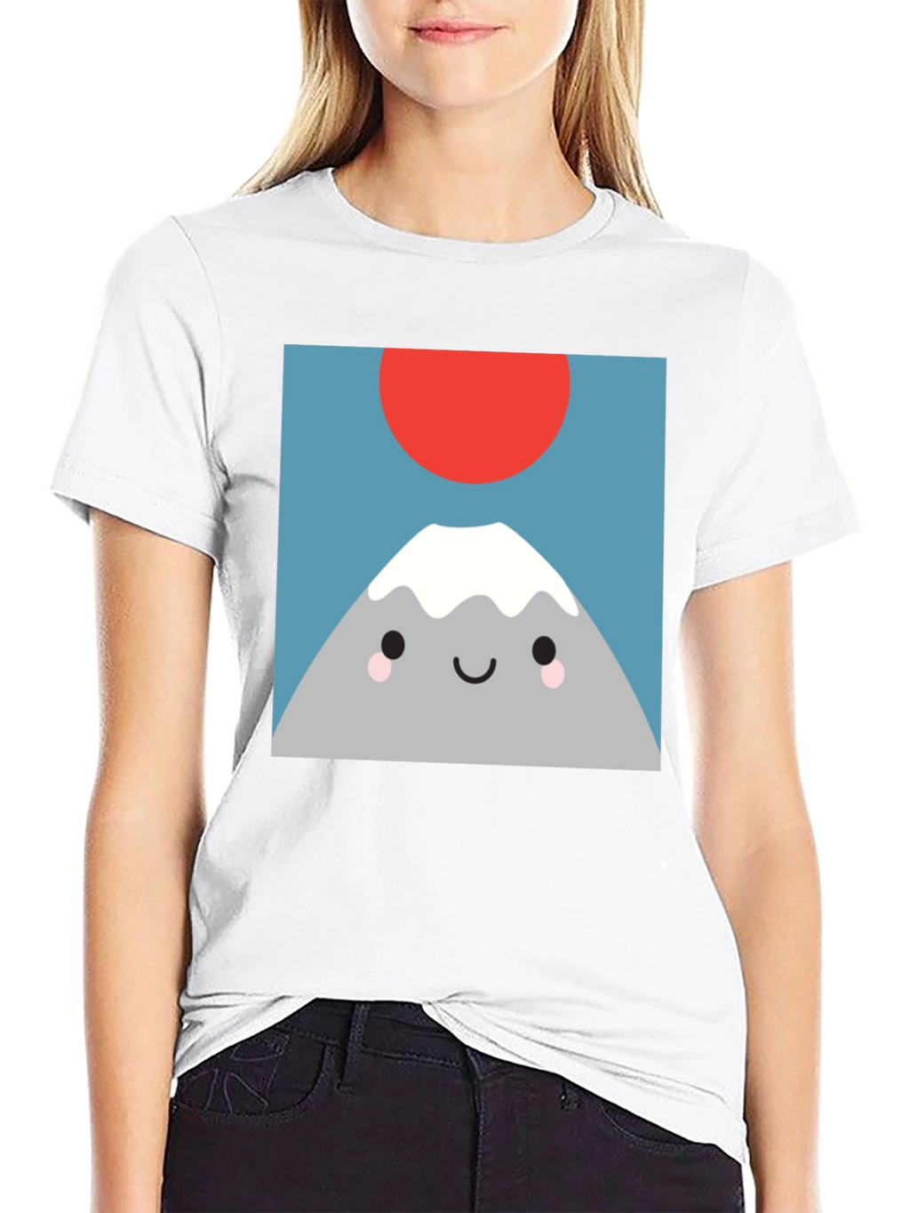 Cute Mountain Graphic Tee - Soft Black T-Shirt