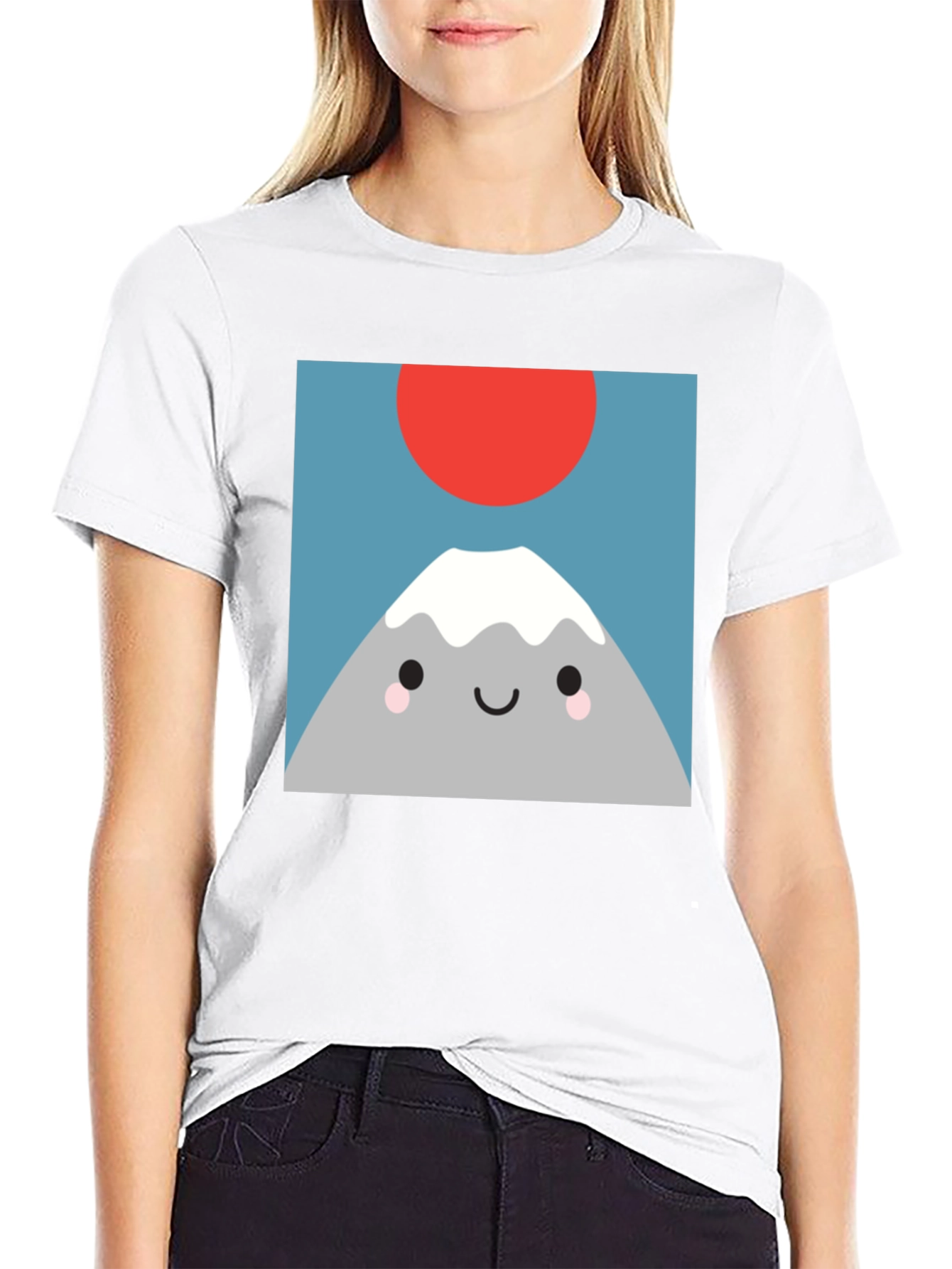 Cute Mountain Graphic Tee - Soft Black T-Shirt