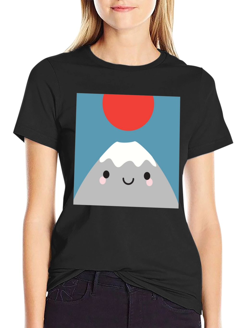Cute Mountain Graphic Tee - Soft Black T-Shirt