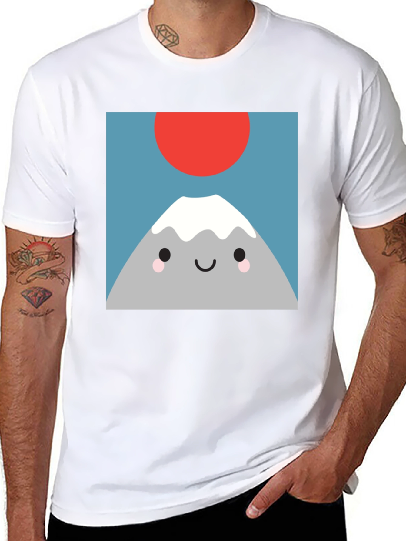 Cute Mountain Graphic Tee - Soft Black T-Shirt