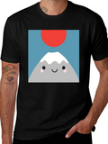 Cute Mountain Graphic Tee - Soft Black T-Shirt