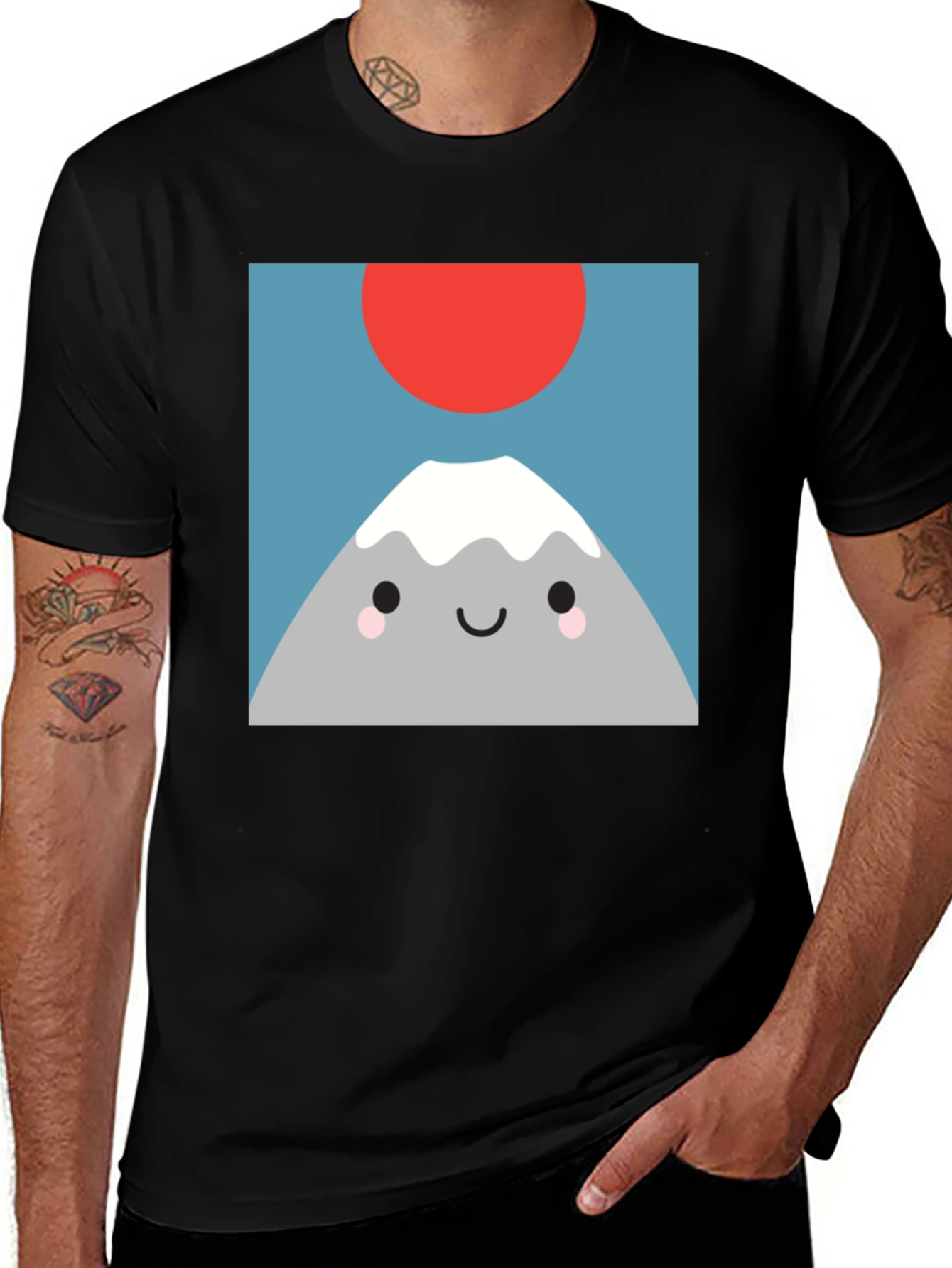 Cute Mountain Graphic Tee - Soft Black T-Shirt