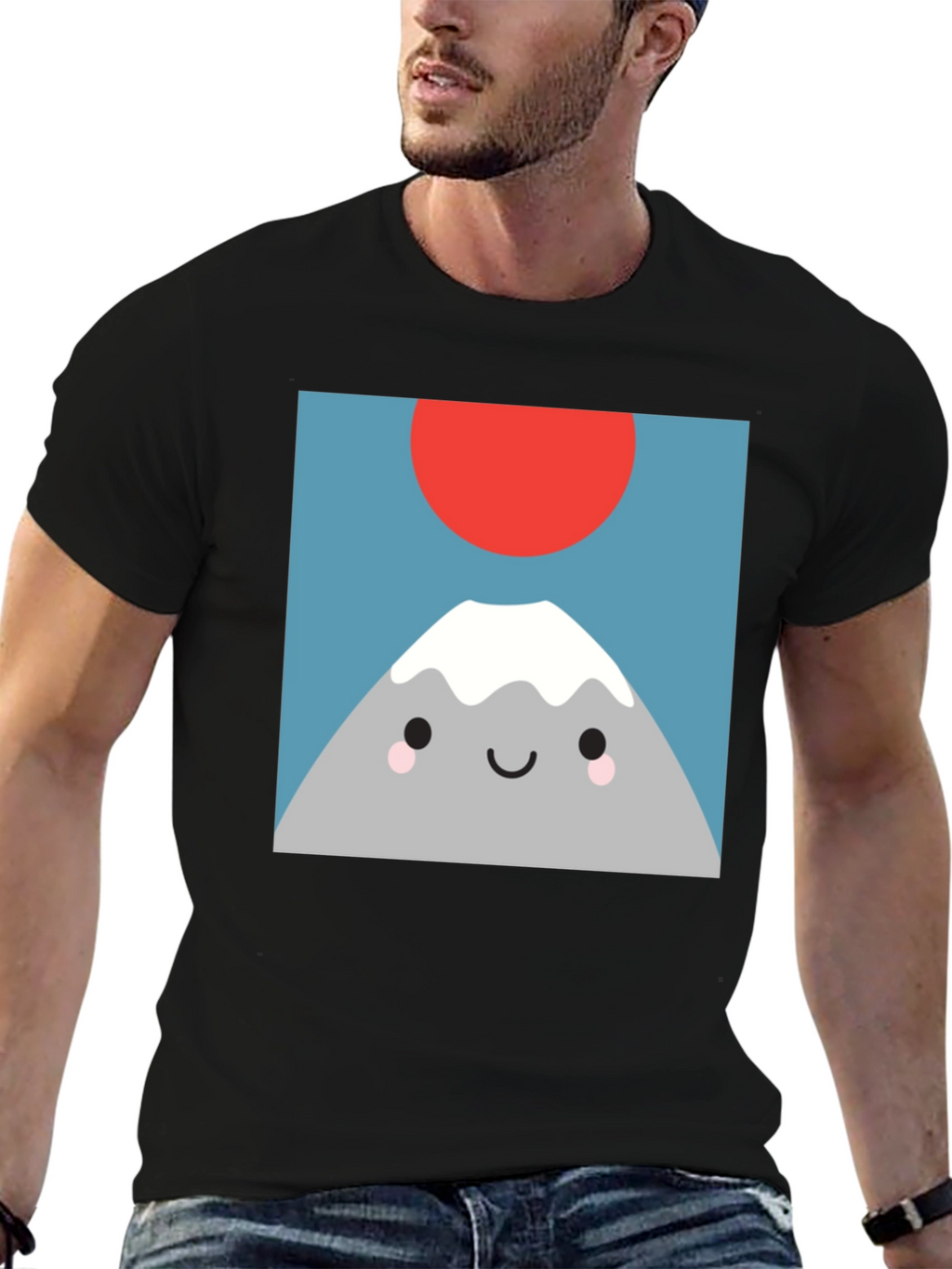 Cute Mountain Graphic Tee - Soft Black T-Shirt