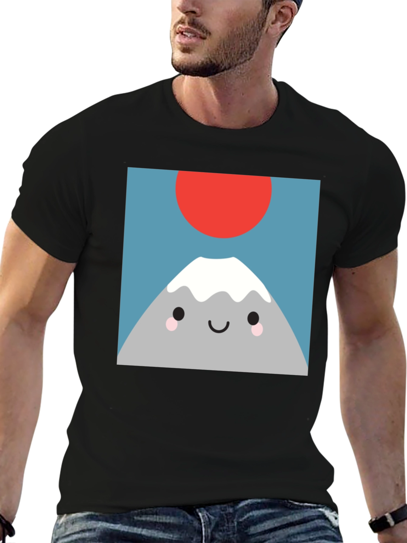 Cute Mountain Graphic Tee - Soft Black T-Shirt