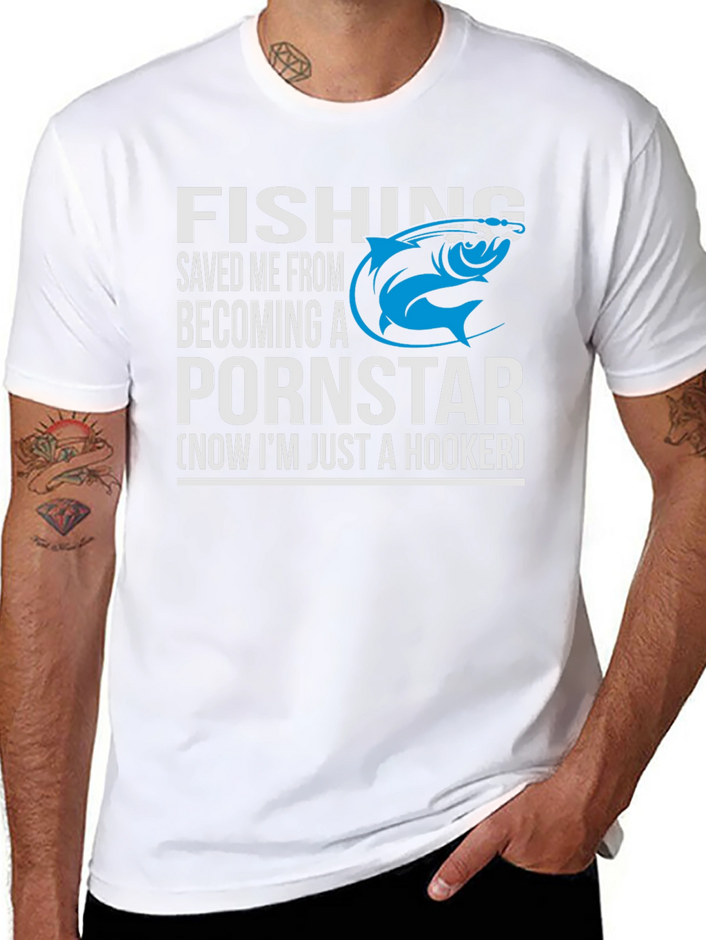 Fishing Saved Me Humor Graphic T-Shirt