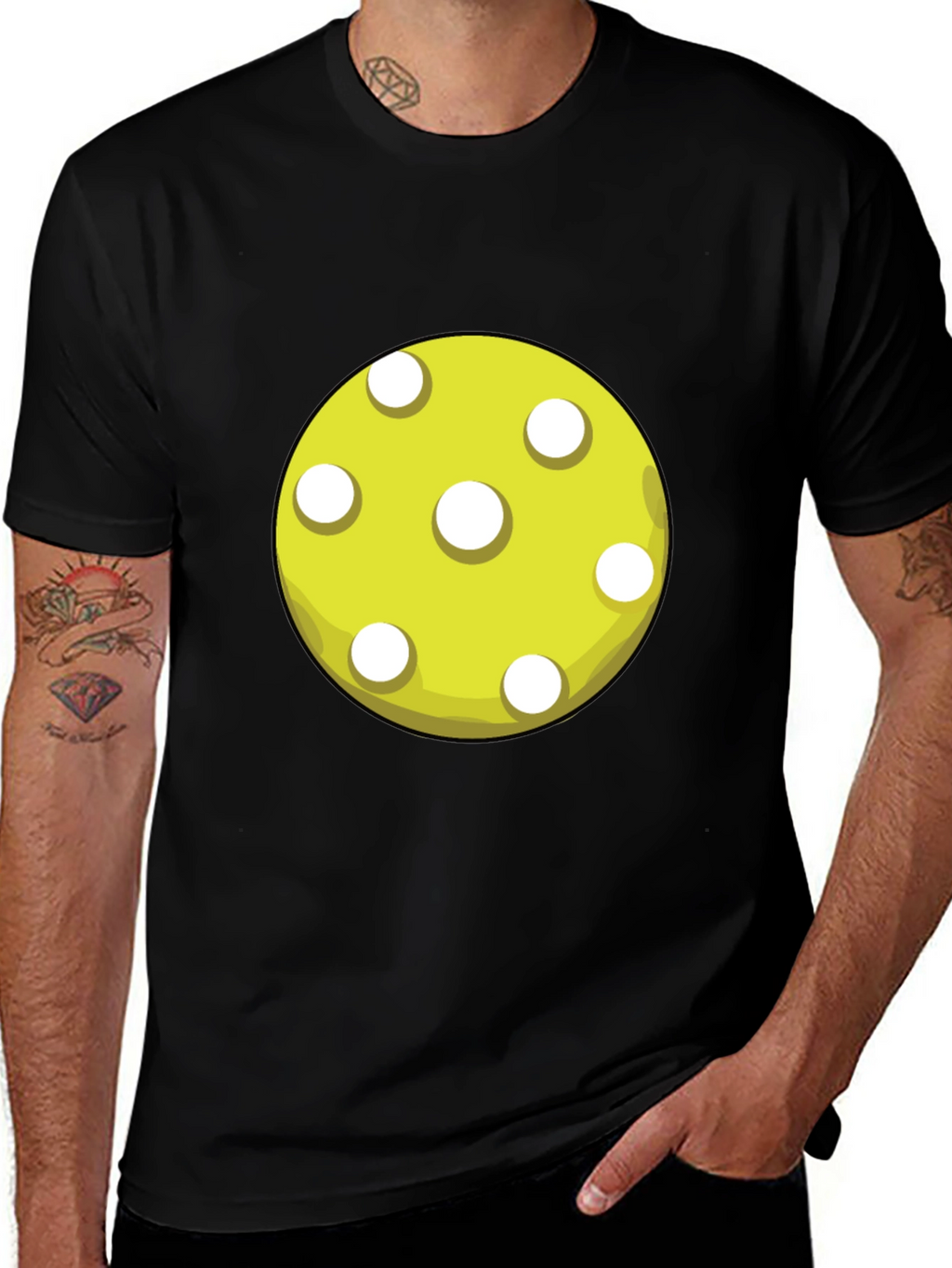 Pickleball Ball Graphic T-Shirt - Black Cotton Tee