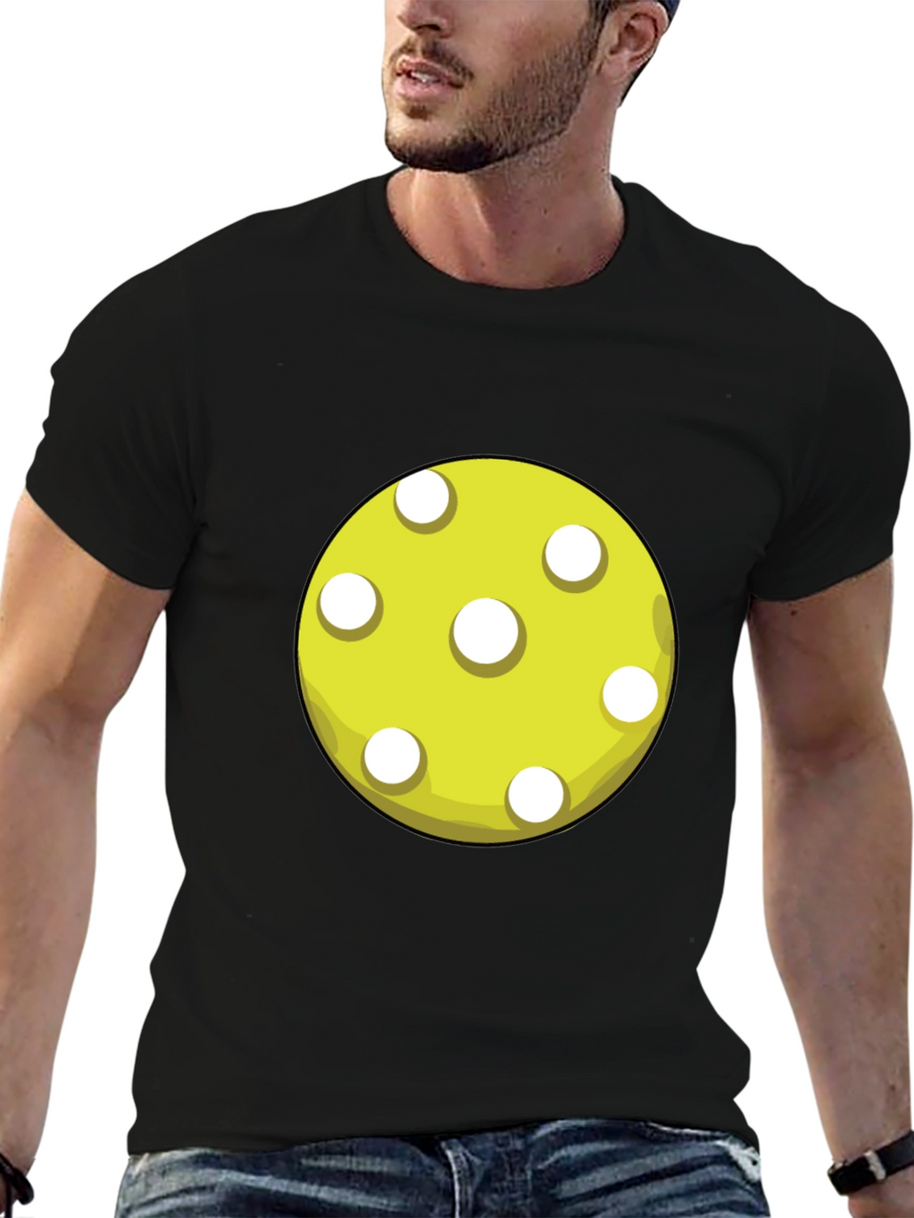 Pickleball Ball Graphic T-Shirt - Black Cotton Tee