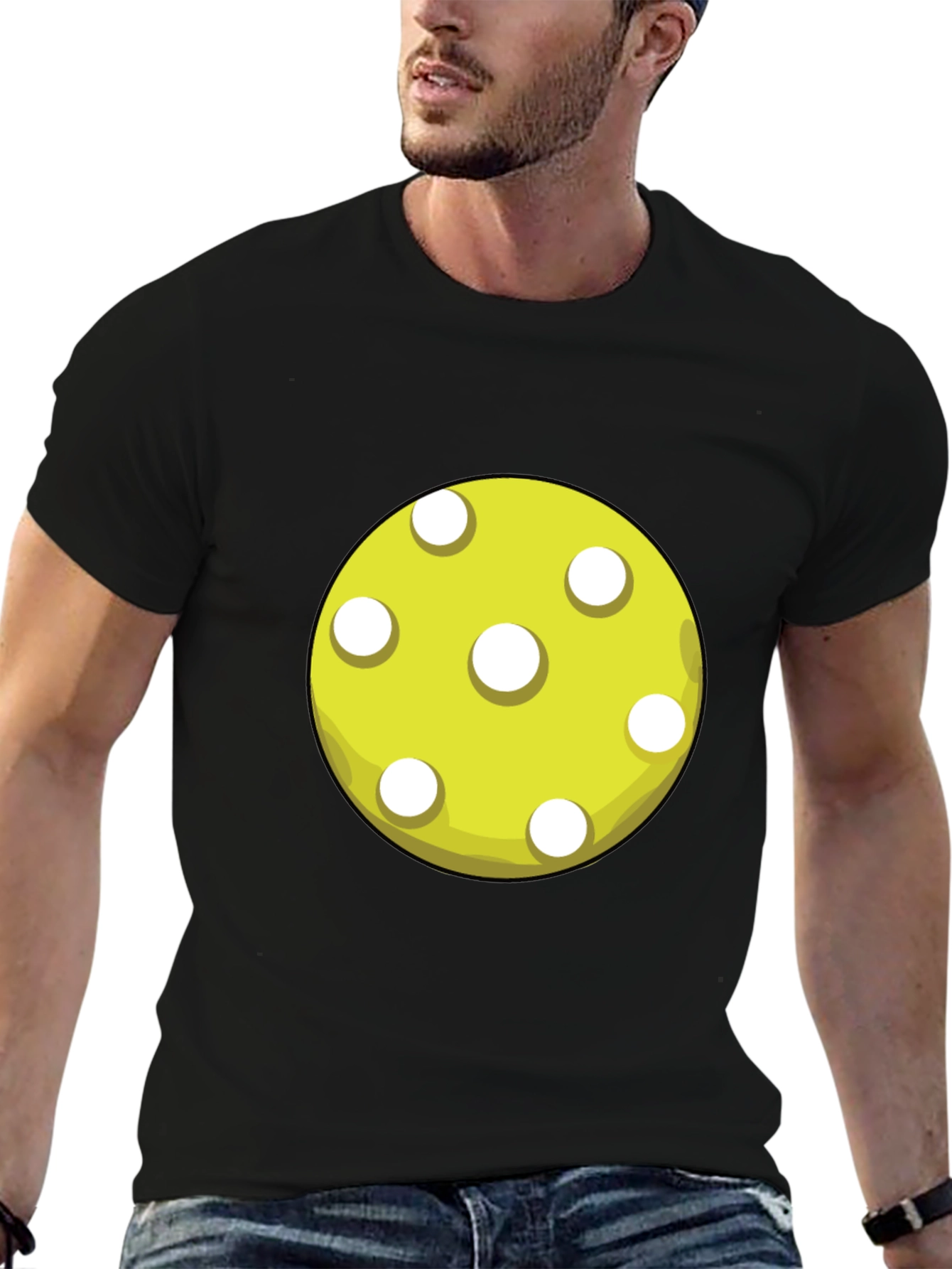 Pickleball Ball Graphic T-Shirt - Black Cotton Tee