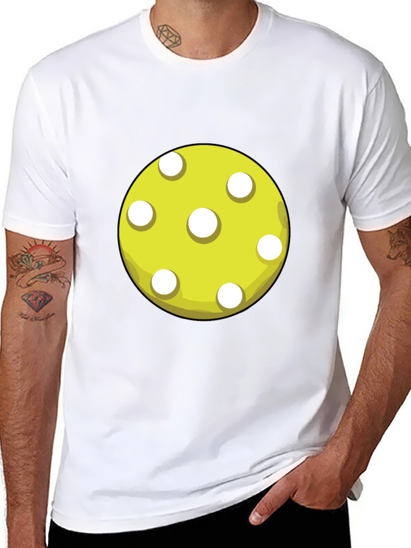 Pickleball Ball Graphic T-Shirt - Black Cotton Tee