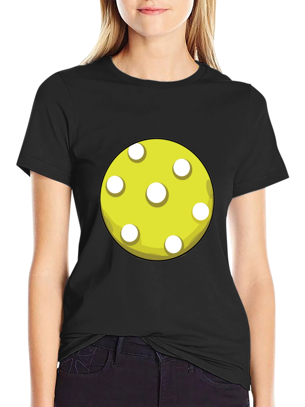 Pickleball Ball Graphic T-Shirt - Black Cotton Tee