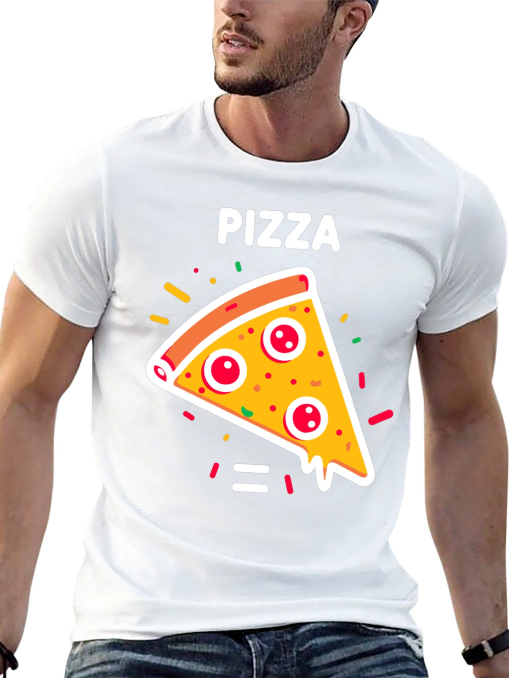 Pizza Slice Graphic Tee - Unisex Black T-Shirt