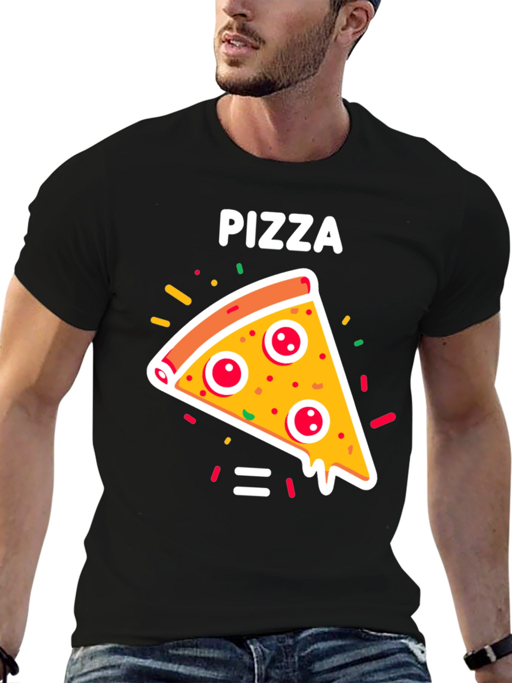 Pizza Slice Graphic Tee - Unisex Black T-Shirt