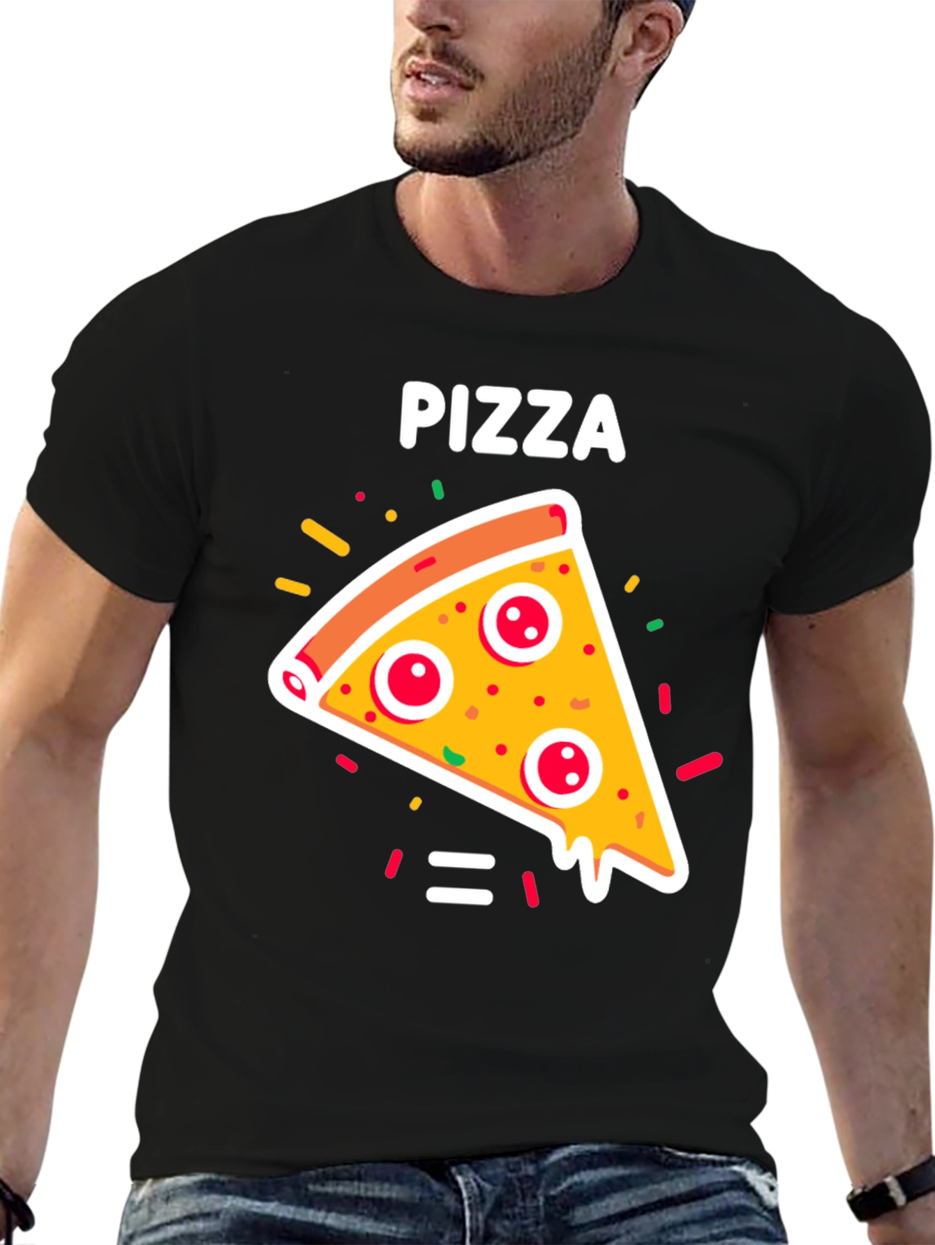 Pizza Slice Graphic Tee - Unisex Black T-Shirt