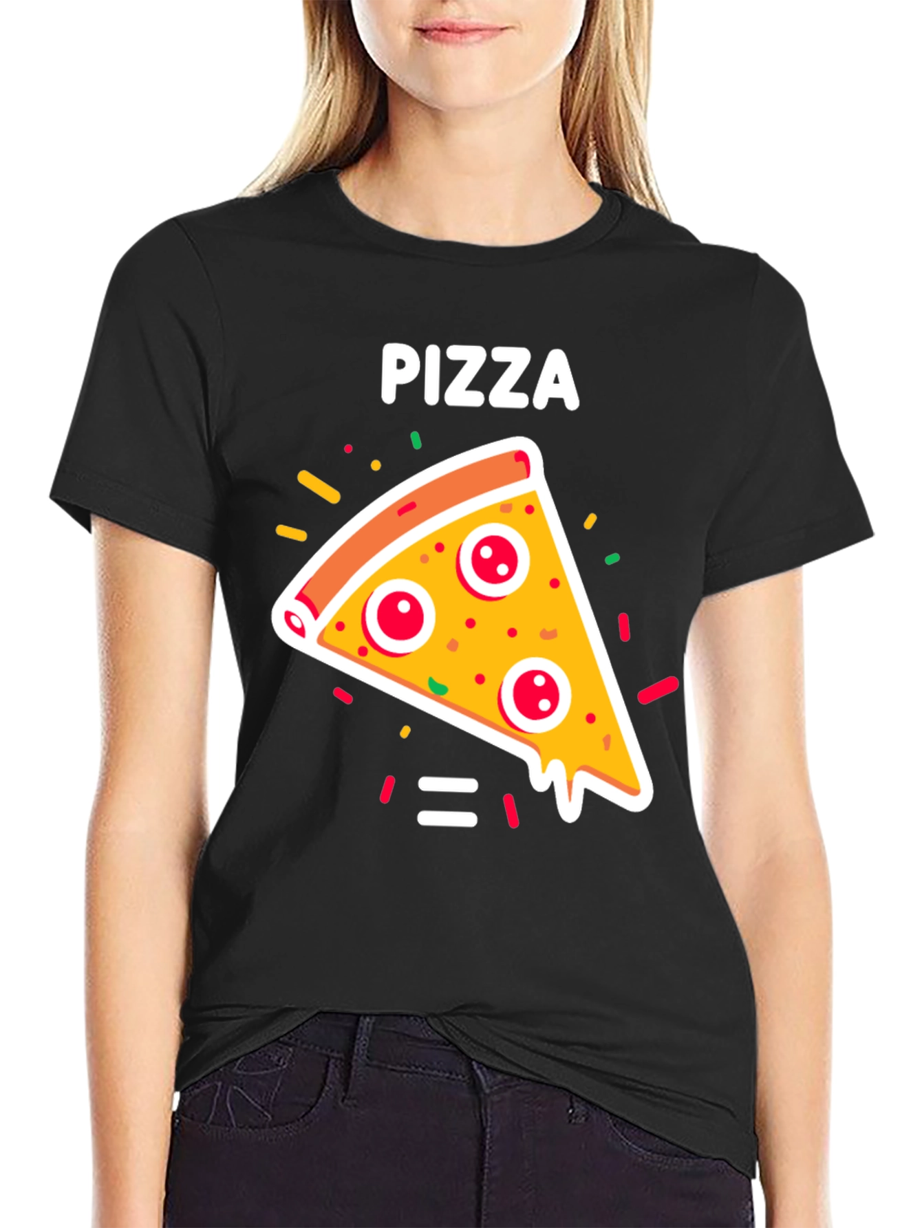 Pizza Slice Graphic Tee - Unisex Black T-Shirt