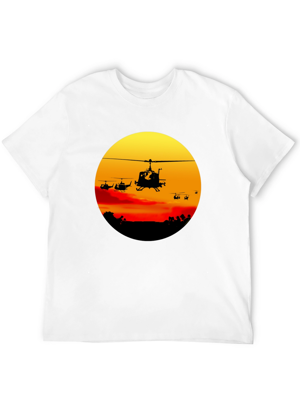 Retro Helicopter Sunset Graphic T-Shirt