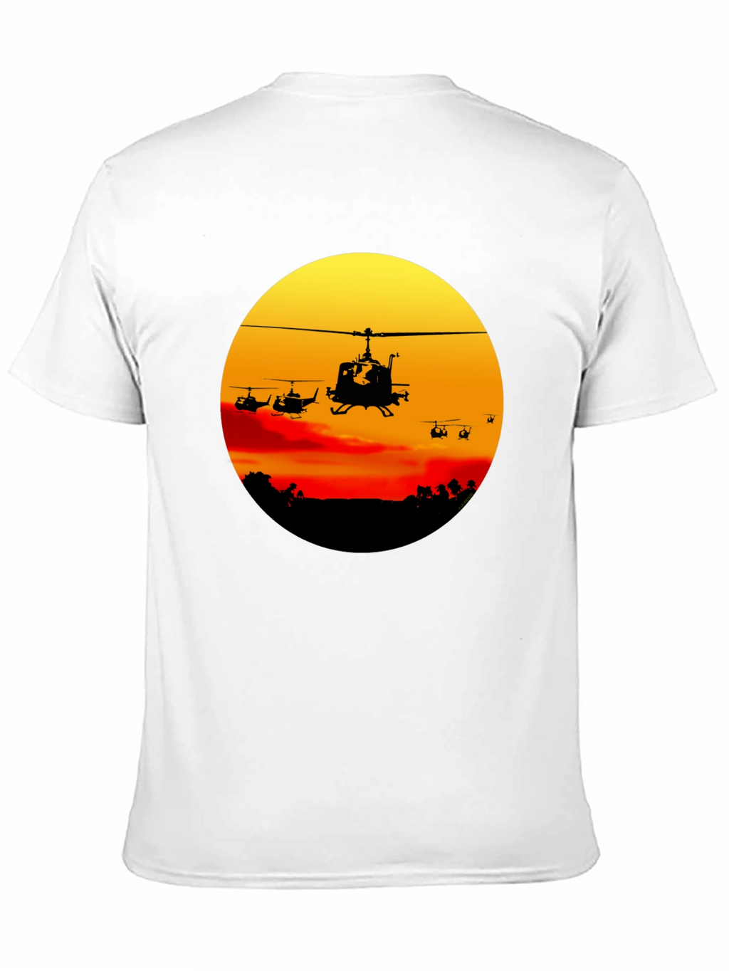 Retro Helicopter Sunset Graphic T-Shirt