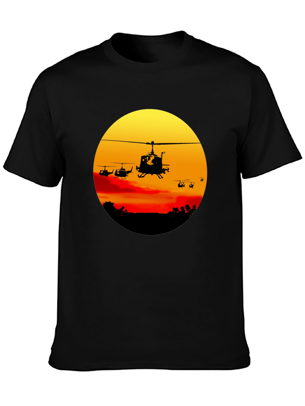 Retro Helicopter Sunset Graphic T-Shirt