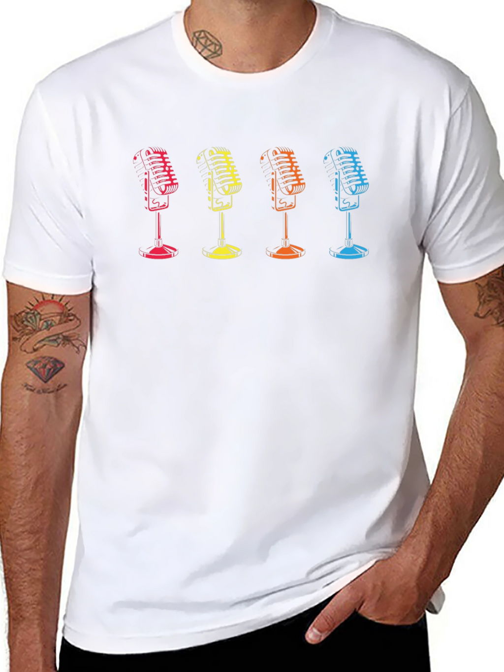 Retro Mic Graphic Tee - Classic Vocal Style