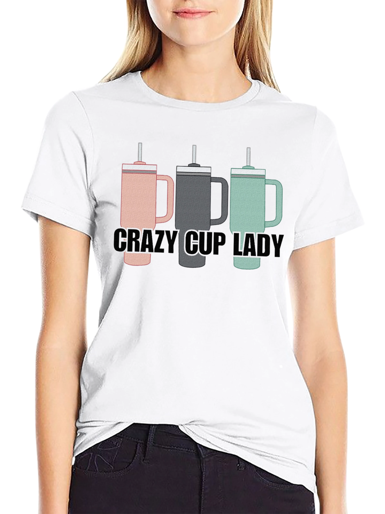 Crazy Cup Lady T-Shirt - Novelty Graphic Tee