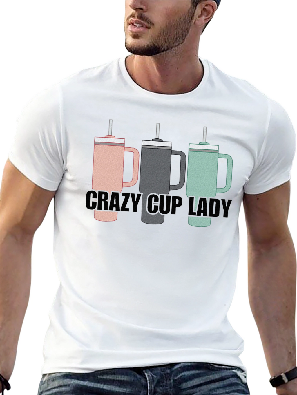 Crazy Cup Lady T-Shirt - Novelty Graphic Tee