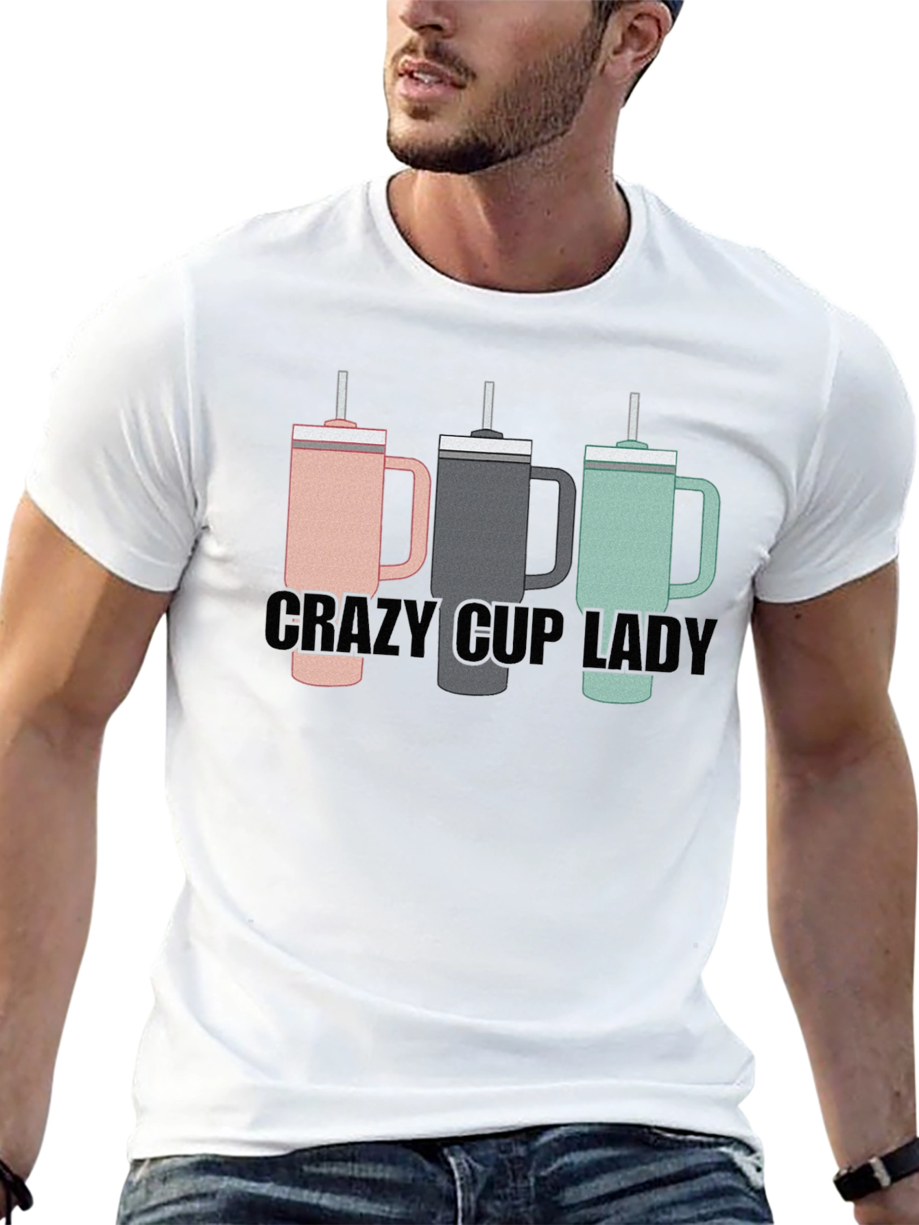 Crazy Cup Lady T-Shirt - Novelty Graphic Tee