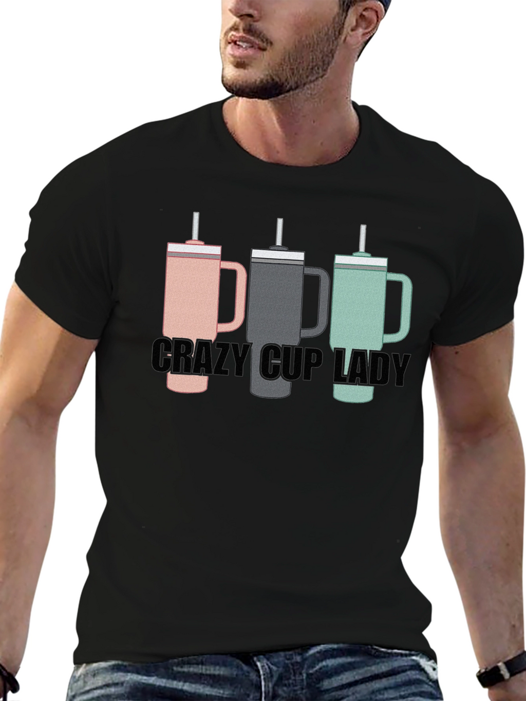 Crazy Cup Lady T-Shirt - Novelty Graphic Tee