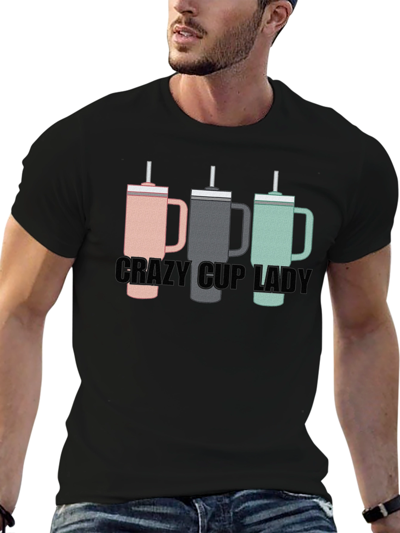 Crazy Cup Lady T-Shirt - Novelty Graphic Tee