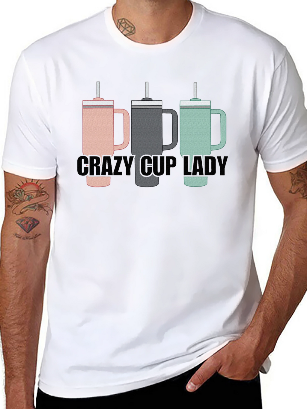 Crazy Cup Lady T-Shirt - Novelty Graphic Tee
