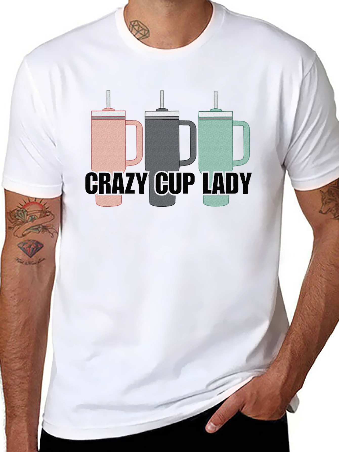 Crazy Cup Lady T-Shirt - Novelty Graphic Tee