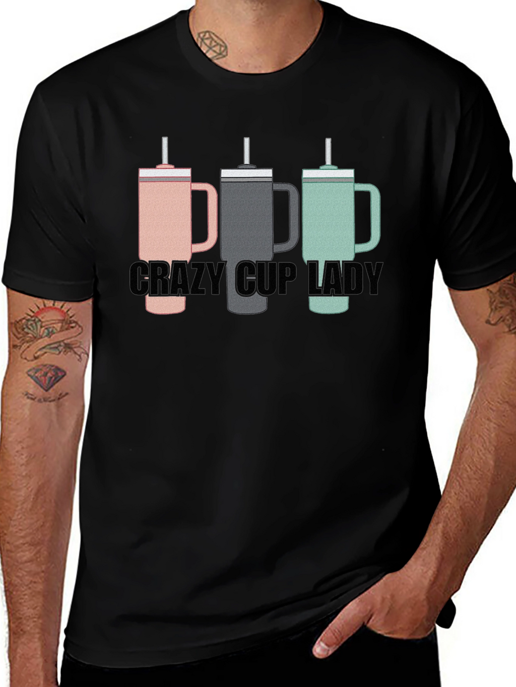 Crazy Cup Lady T-Shirt - Novelty Graphic Tee