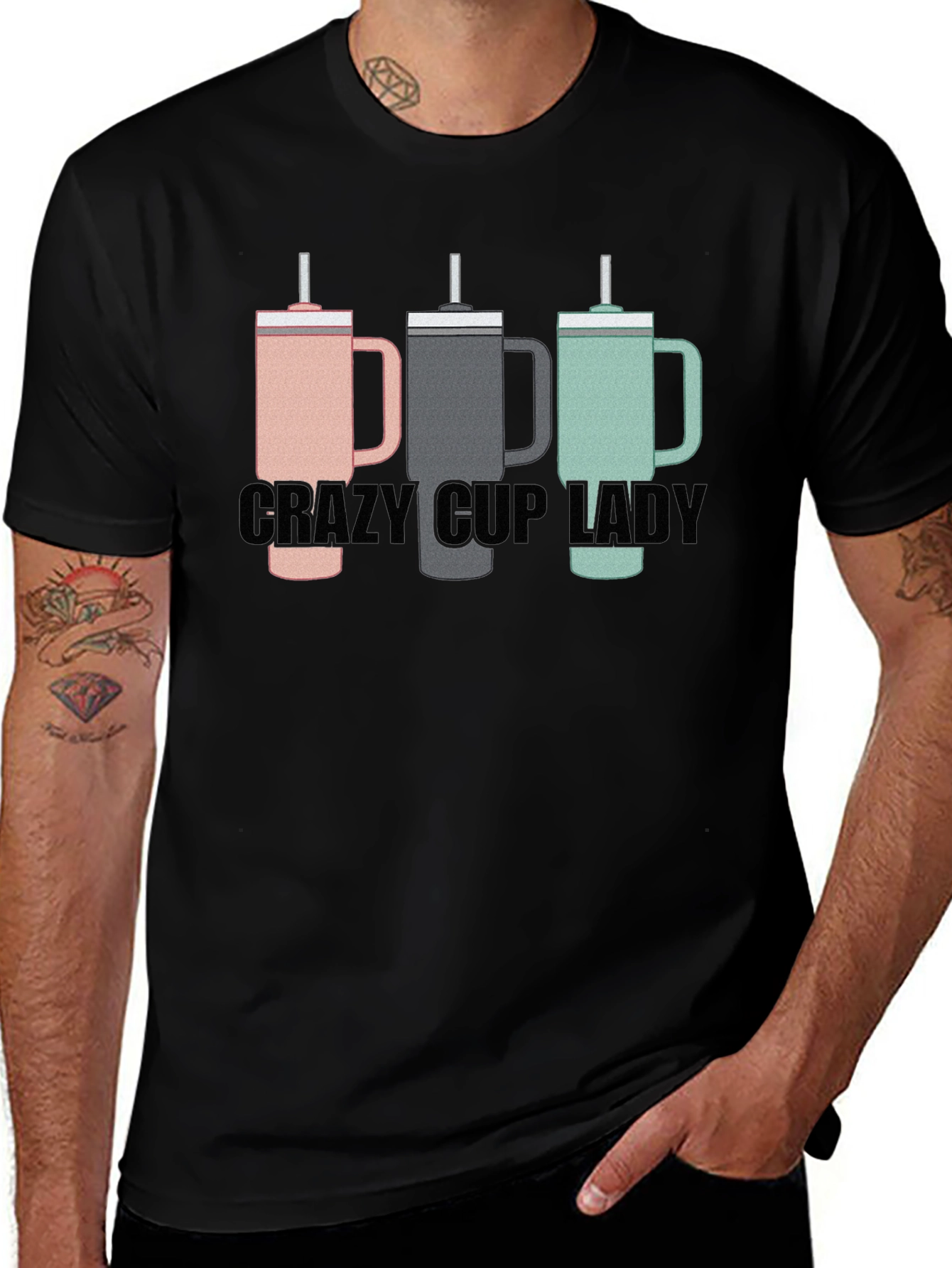 Crazy Cup Lady T-Shirt - Novelty Graphic Tee