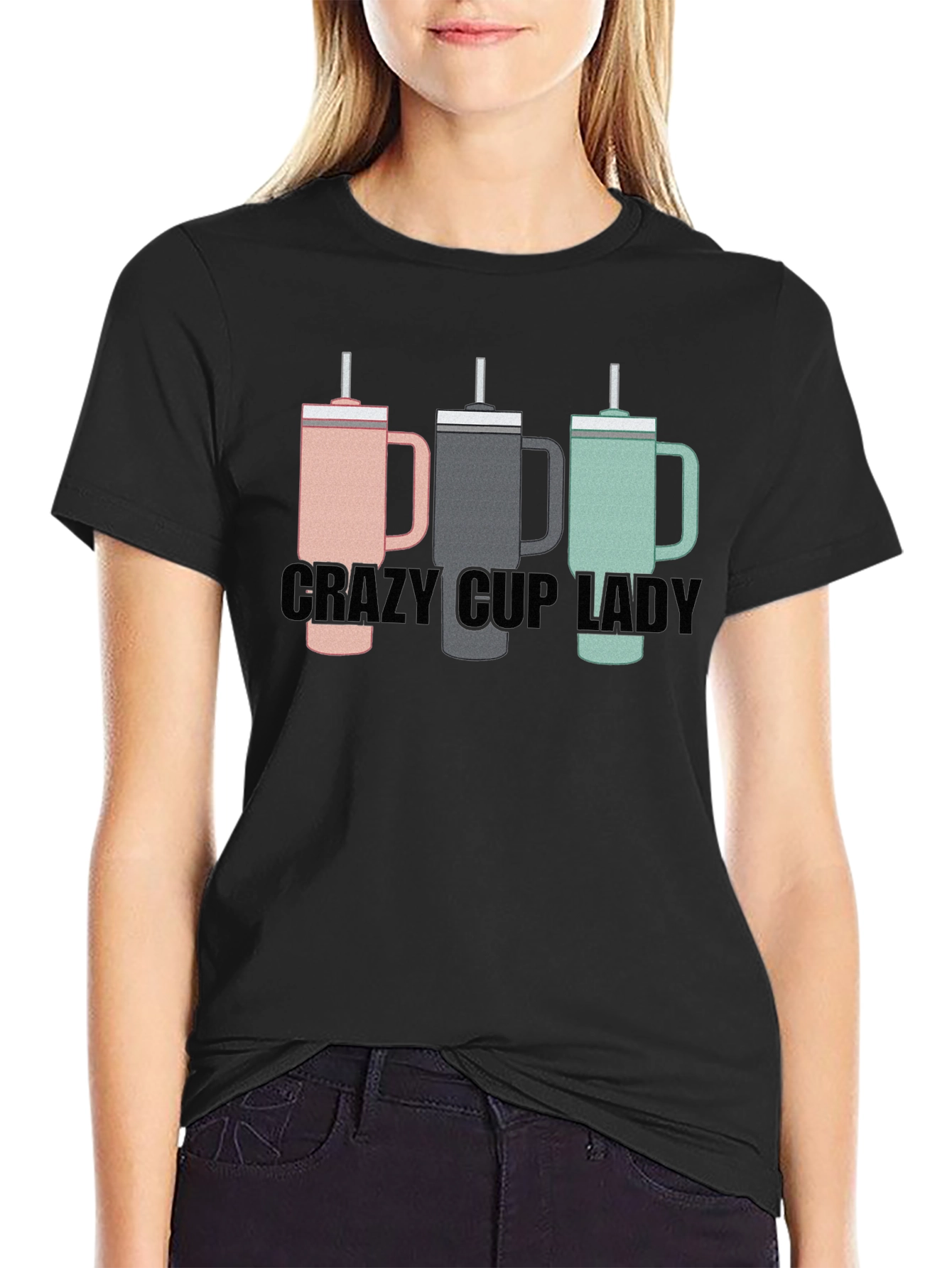 Crazy Cup Lady T-Shirt - Novelty Graphic Tee