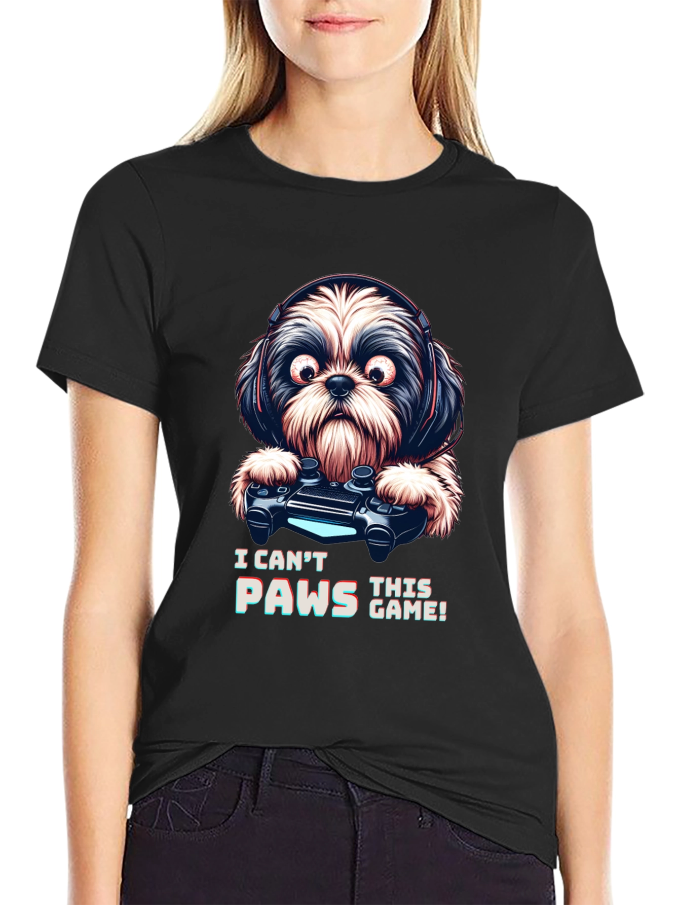 Gamer Dog Graphic Tee - I Cant Paws This Game!