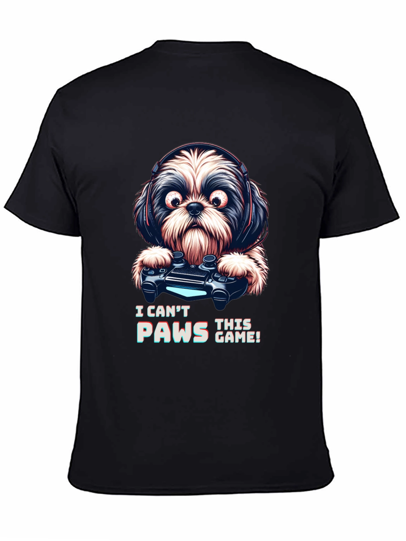 Gamer Dog Graphic Tee - I Cant Paws This Game!