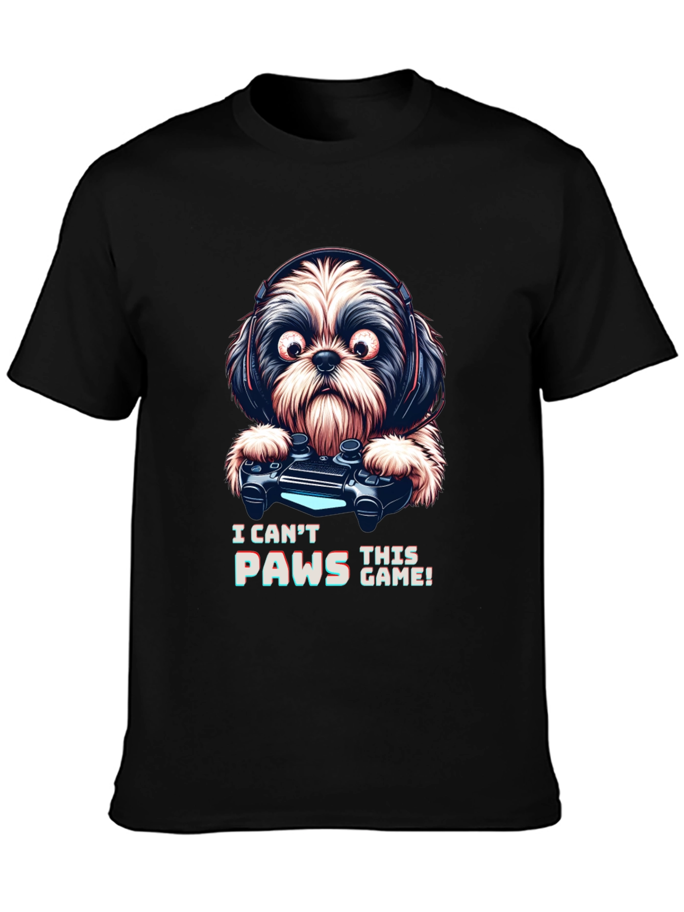Gamer Dog Graphic Tee - I Cant Paws This Game!